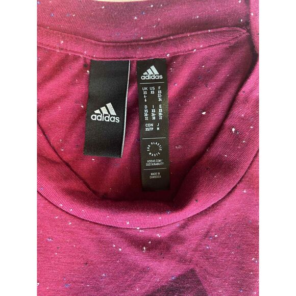 Adidas Womens XS Burgundy Speckle Logo Muscle Tank Top End Plastic Waste - Picture 2 of 4